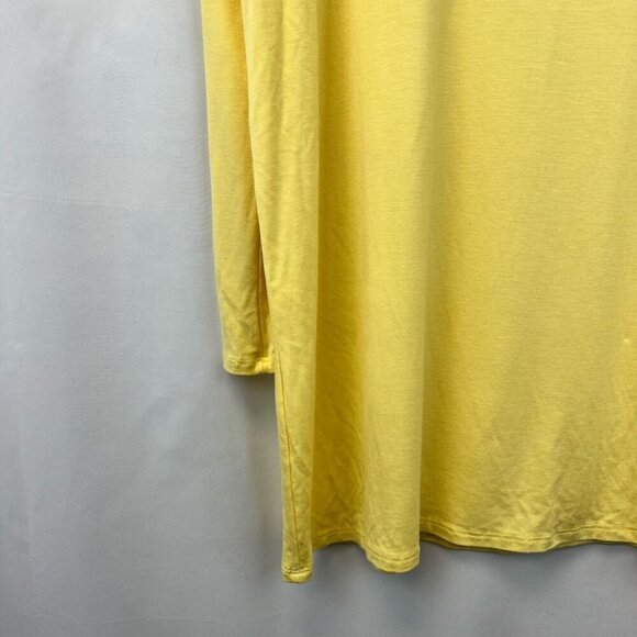 Reborn J Womens Blouse Solid Yellow Long Sleeve Scoop Neck Stretch Knit M - Picture 8 of 10